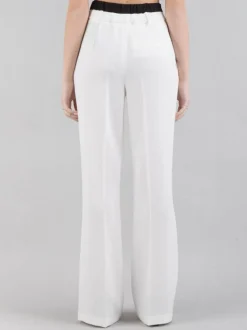 PANTALONI VITA ALTA PALAZZO IN GABARDINA DI LANA E VISCOSA GRIGIO SMOKE