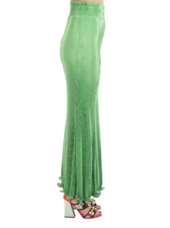 PANTALONI VITA ALTA VERDE BRILLANTE IN TESSUTO ELASTICIZZATO
