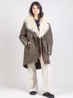 Parka lungo con ecopelliccia