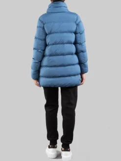PIUMINO AZZURRO IN TESSUTO ELASTICIZZATO CON COLLO ALTO