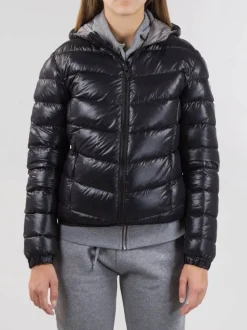 PIUMINO CON CAPPUCCIO IN NYLON TECNICO LUCIDO