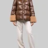 PIUMINO MODELLO CAPPA MARRONE CON POLSINI EFFETTO SHEARLING