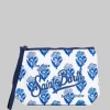 POCHETTE ALINE IN SCUBA CON FIORI INDACO JAIPUR BIANCA E BLU