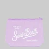 POCHETTE ALINE IN TESSUTO SPUGNA LILLA CON LOGO RICAMATO