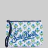 POCHETTE IN SCUBA A FANTASIA FLOREALE SU FONDO LILLA