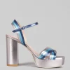 SANDALI IN PELLE LAMINATA MULTICOLORE