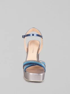 SANDALI IN PELLE LAMINATA MULTICOLORE