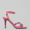 SANDALI IN PELLE STAMPA PITONE FLUO