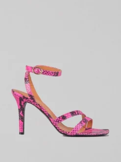 SANDALI IN PELLE STAMPA PITONE FLUO
