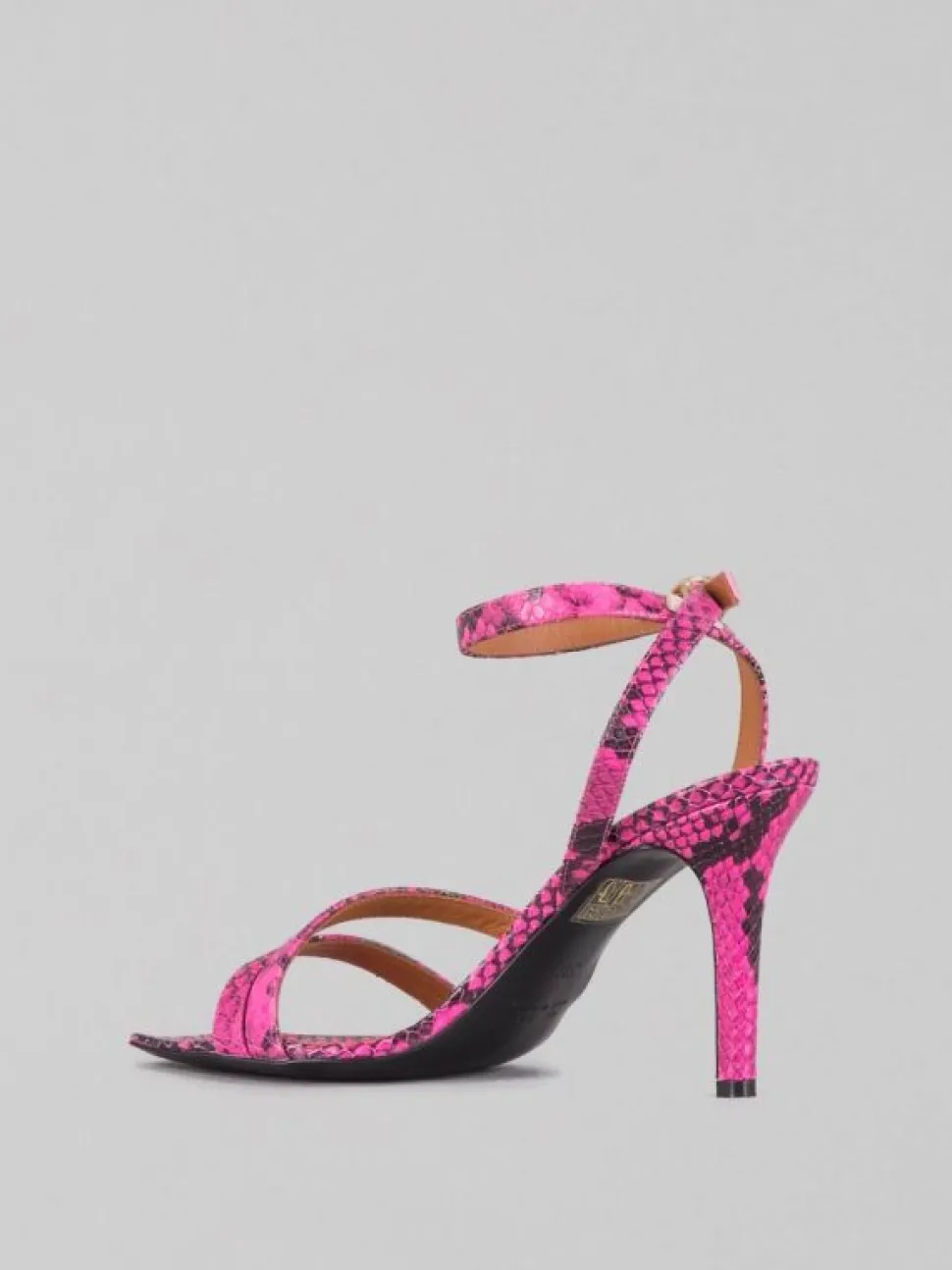 SANDALI IN PELLE STAMPA PITONE FLUO