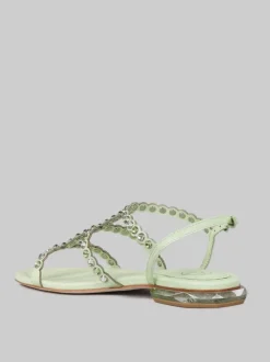 SANDALI SAPHIR IN PELLE CON APPLICAZIONI DI STRASS BICOLORE