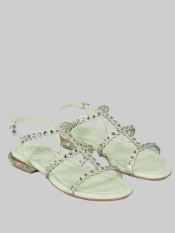 SANDALI SAPHIR IN PELLE CON APPLICAZIONI DI STRASS BICOLORE