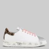 SNEAKER BELLE IN PELLE BIANCA CON DETTAGLI IN GLITTER E CAVALLINO ANIMALIER