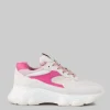 SNEAKER HYPERACTIVE BIANCO LATTE, ROSA E FUCSIA IN PELLE, SUEDE E TELA TECNICA