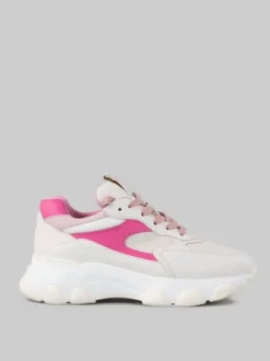 SNEAKER HYPERACTIVE BIANCO LATTE, ROSA E FUCSIA IN PELLE, SUEDE E TELA TECNICA