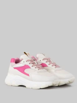 SNEAKER HYPERACTIVE BIANCO LATTE, ROSA E FUCSIA IN PELLE, SUEDE E TELA TECNICA