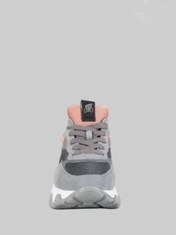 SNEAKER HYPERACTIVE IN PELLE LAMINATA, SUEDE E RETE TECNICA CON GLITTER