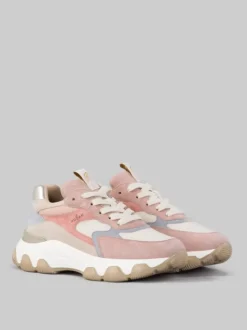 SNEAKER HYPERACTIVE ROSA, BEIGE E AZZURRO IN PELLE SCAMOSCIATA E TELA TECNICA