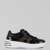 SNEAKER IN PELLE LUCIDA CON DETTAGLI VELVET ANIMALIER