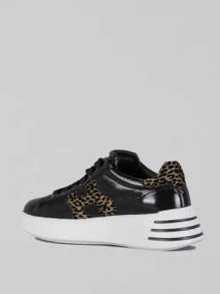 SNEAKER IN PELLE LUCIDA CON DETTAGLI VELVET ANIMALIER