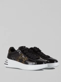 SNEAKER IN PELLE LUCIDA CON DETTAGLI VELVET ANIMALIER