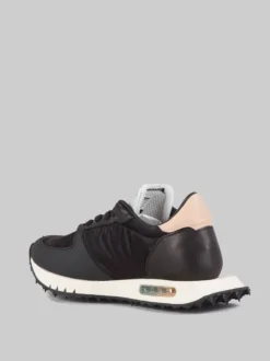 SNEAKER IN PELLE, NYLON LUCIDO E MATERIALE TECNICO EFFETTO GOMMATO REALIZZATA A MANO