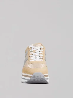 SNEAKER MIDI H222 BEIGE IN SUEDE E RETE TECNICA