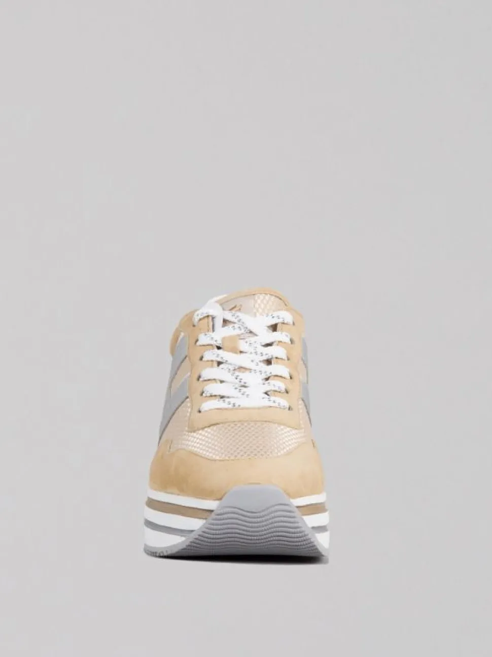 SNEAKER MIDI H222 BEIGE IN SUEDE E RETE TECNICA