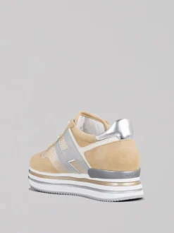 SNEAKER MIDI H222 BEIGE IN SUEDE E RETE TECNICA