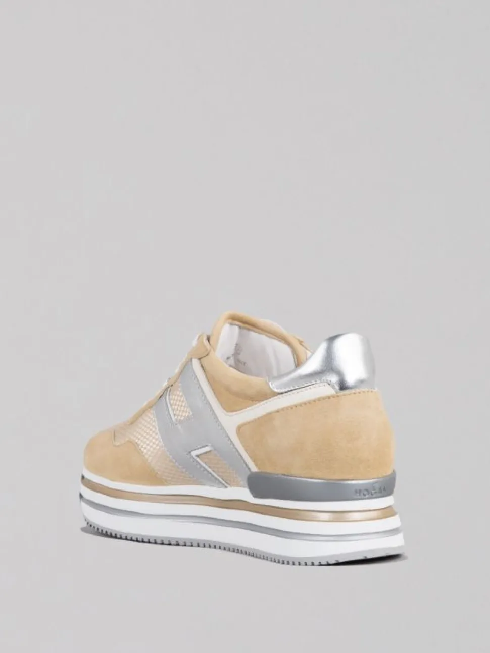 SNEAKER MIDI H222 BEIGE IN SUEDE E RETE TECNICA