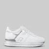 SNEAKER MIDI H222 IN PELLE BIANCA CON DETTAGLI ARGENTO