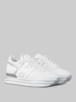 SNEAKER MIDI H222 IN PELLE BIANCA CON DETTAGLI ARGENTO