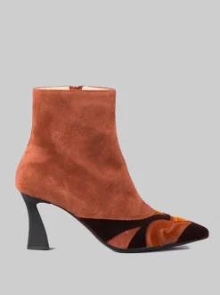 STIVALETTI IN PELLE SCAMOSCIATA CON INSERTI IN VELOUR