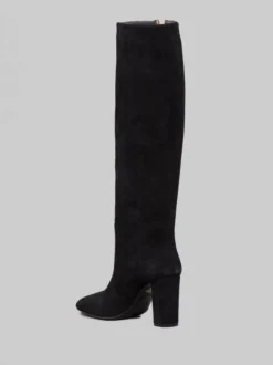 STIVALI NERI IN PELLE SCAMOSCIATA VELOUR CON "V" ORO