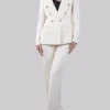 TAILLEUR AVORIO CON GIACCA DOPPIOPETTO E PANTALONI VITA ALTA