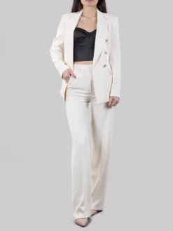 TAILLEUR AVORIO CON GIACCA DOPPIOPETTO E PANTALONI VITA ALTA