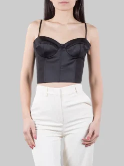 TOP NERO MODELLO BUSTIER CON STRINGHE POSTERIORI