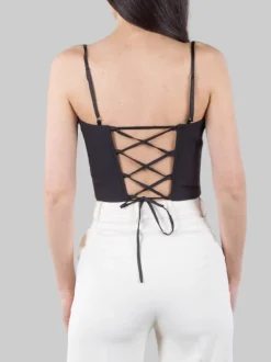 TOP NERO MODELLO BUSTIER CON STRINGHE POSTERIORI
