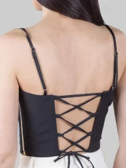 TOP NERO MODELLO BUSTIER CON STRINGHE POSTERIORI