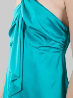TOP VERDE IN RASO FLUIDO CON CHIUSURA AL COLLO
