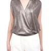 TOP WILLA IN TESSUTO ELASTICIZZATO STAMPA GLITTER NERO