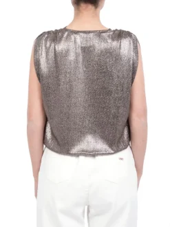 TOP WILLA IN TESSUTO ELASTICIZZATO STAMPA GLITTER NERO