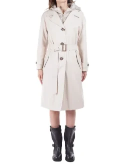 TRENCH AVORIO CON INTERNO IN PIUMINO STACCABILE CON CAPPUCCIO