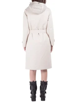 TRENCH AVORIO CON INTERNO IN PIUMINO STACCABILE CON CAPPUCCIO