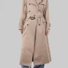 TRENCH BEIGE IN COTONE CON CINTURA IN VITA