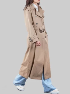 TRENCH BEIGE IN COTONE CON CINTURA IN VITA