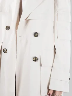 TRENCH TITANO IN COTONE TECNICO BEIGE CON CINTURA
