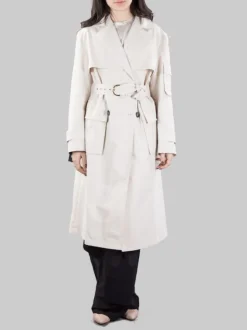 TRENCH TITANO IN COTONE TECNICO BEIGE CON CINTURA