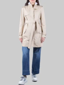 TRENCH VIRGINIA BEIGE IN COTONE CON CINTURA IN VITA
