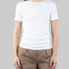 T-SHIRT BIANCA GIROCOLLO CON DETTAGLIO FILO DI PUNTI LUCE